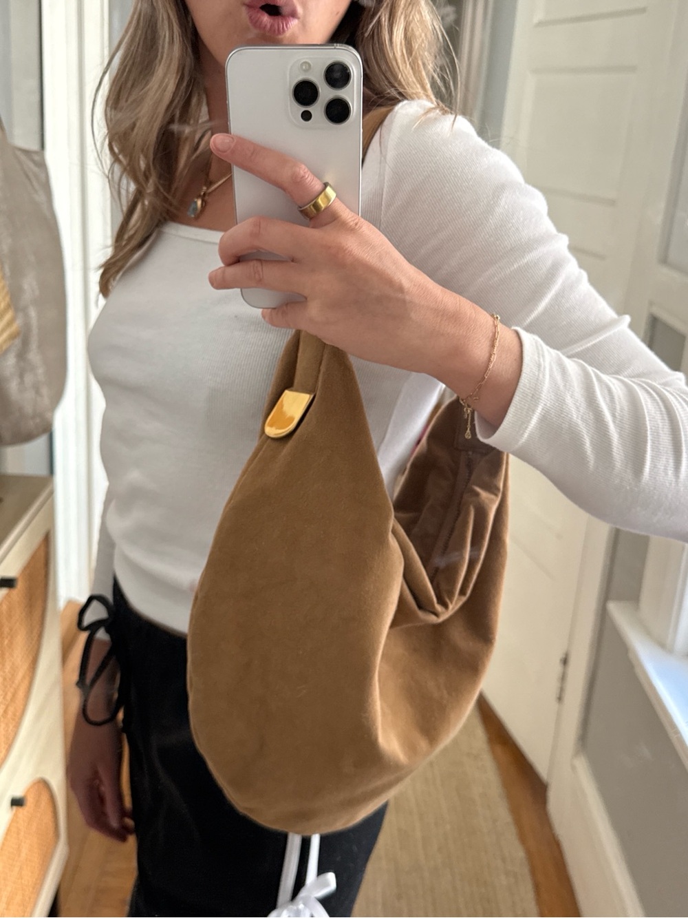 100% Suede Ralph Lauren Inspired Hobo Shoulder Bag